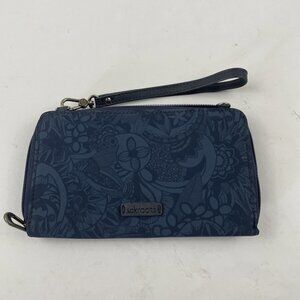 Sakroots Wristlet Wallet Navy Floral Zip Around Card Slots Cell Phone Travel
